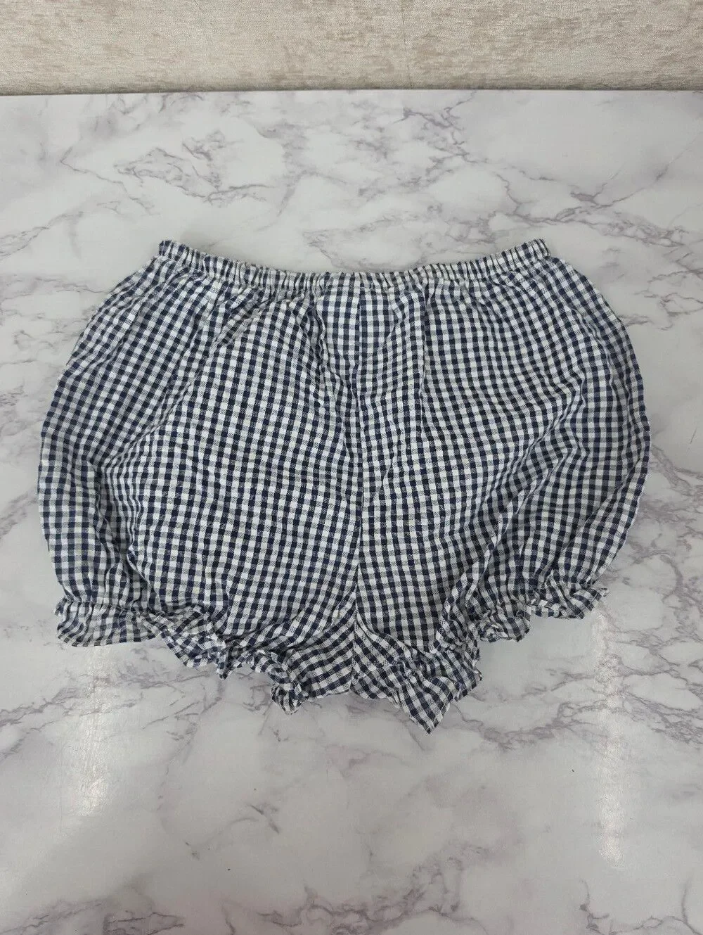 Navy Gingham & Gray Ruffle Girls Toddler Shorts Bloomers Lot Of 2